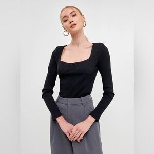 Endless Rose - Shoulder Padded Top w/ Corset Detail